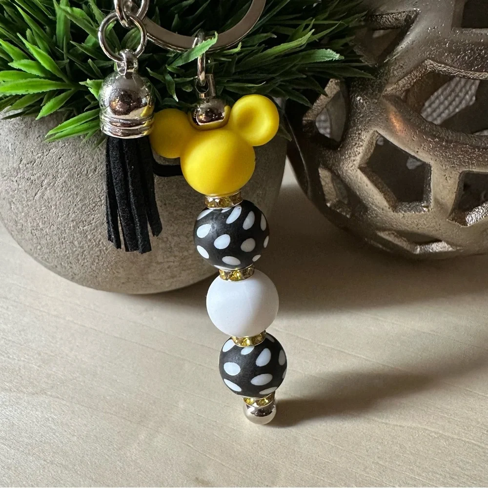 Mickey Mouse Silicone‎ Keychain With Black Tassel